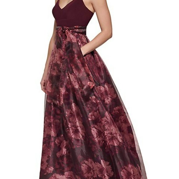 Floral Tulle Ballgown wine-colored size 8 - Picture 2 of 4